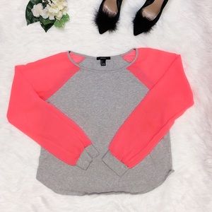 Forever 21 Grays Top, Neón Pink Long Sleeves,SizeL